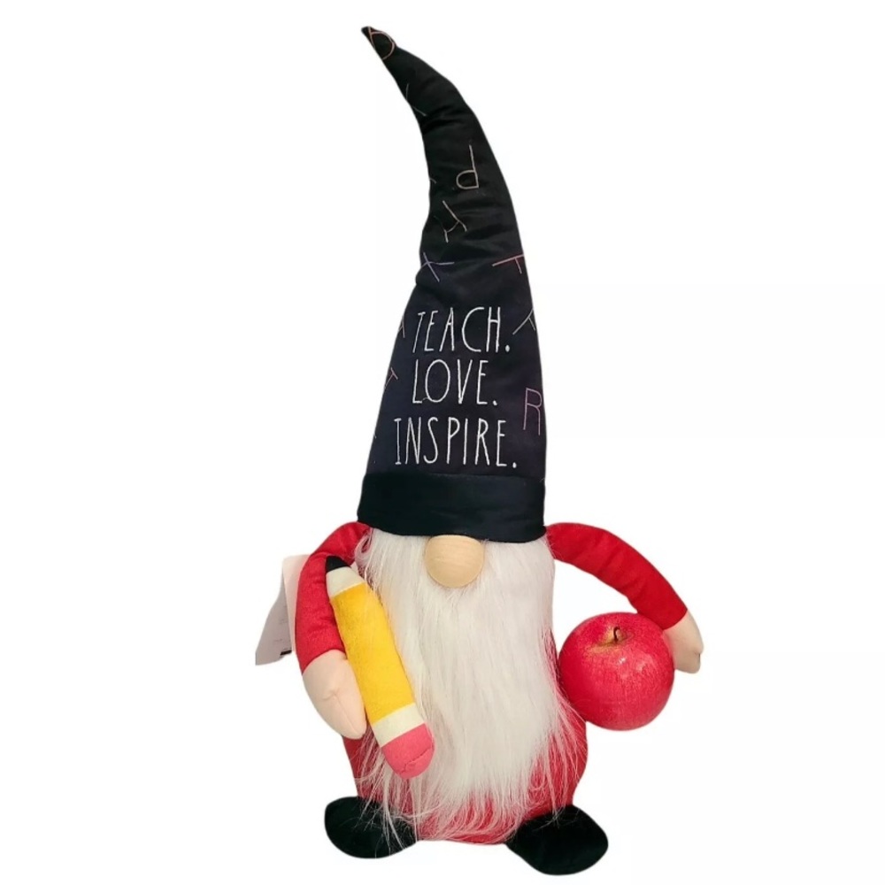 New Rae Dunn gnome Teacher TEACH LOVE INSPIRE Weighted home decor Great Gift!